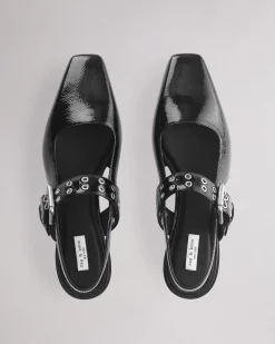 rag & bone Astra Leather Slingback Black Patent Discount