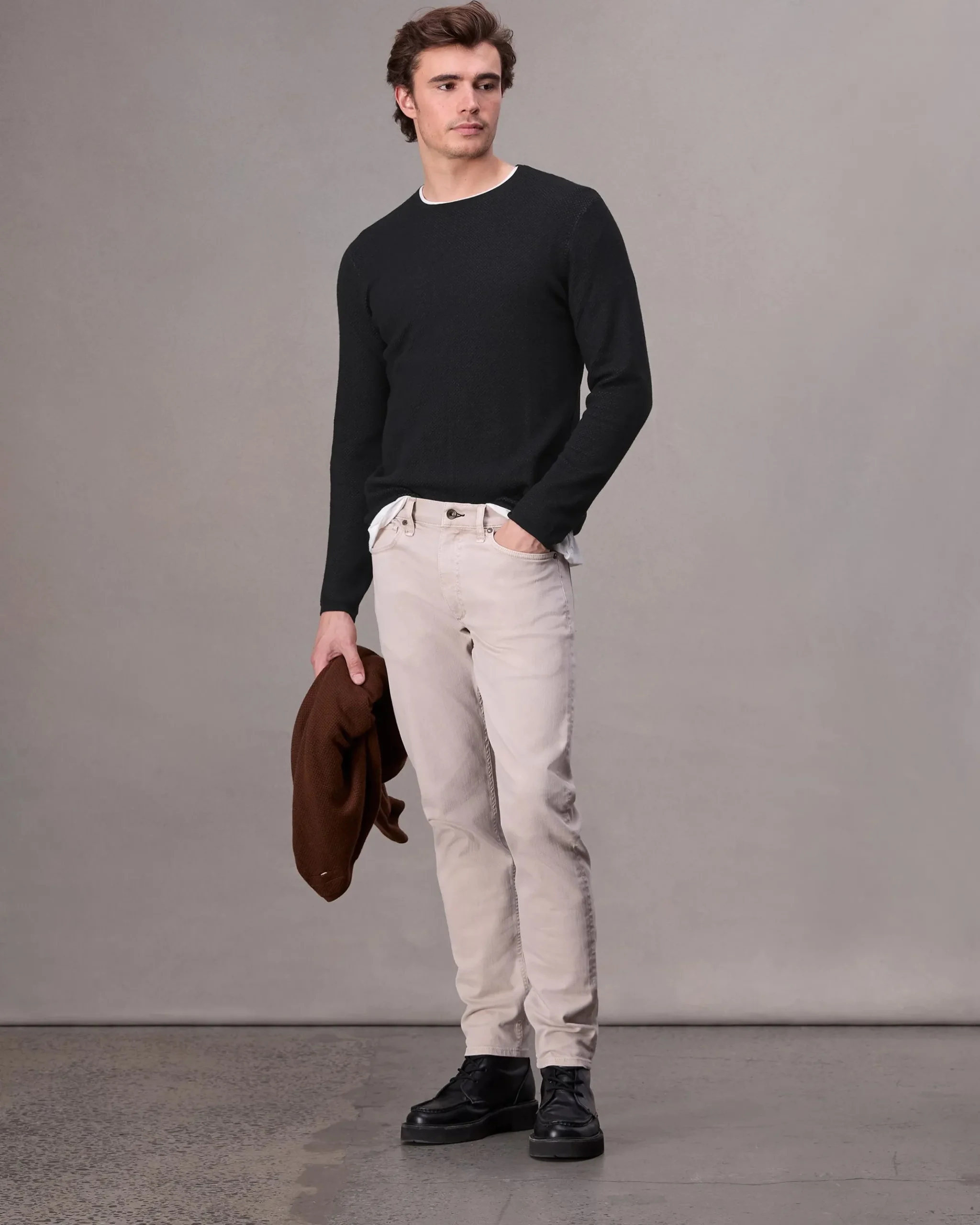 rag & bone Bennet Slim Fit Crewneck Sweater Black New