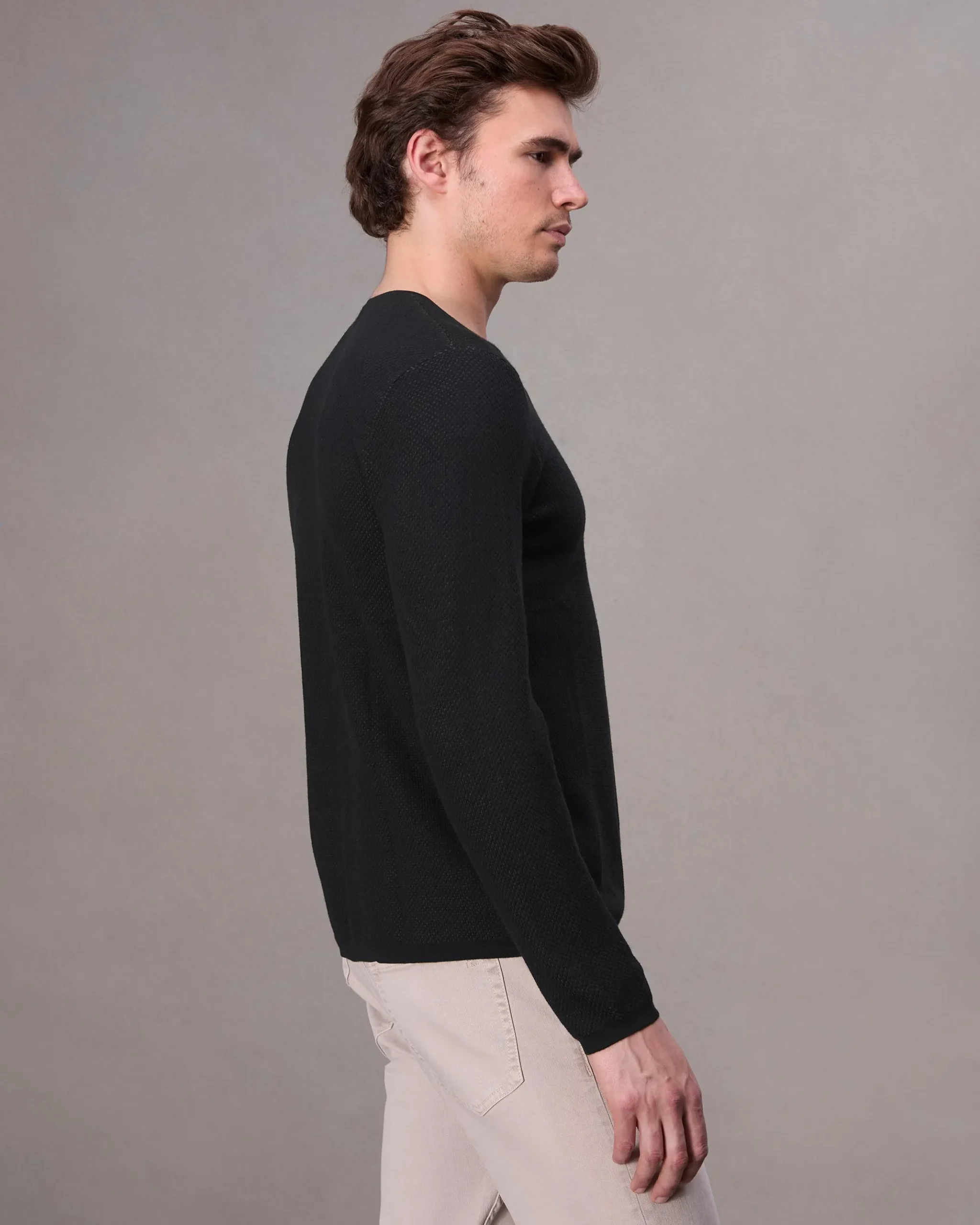 rag & bone Bennet Slim Fit Crewneck Sweater Black New