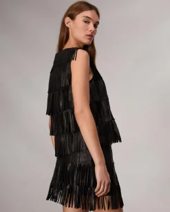 rag & bone Britney Leather Top Black Discount