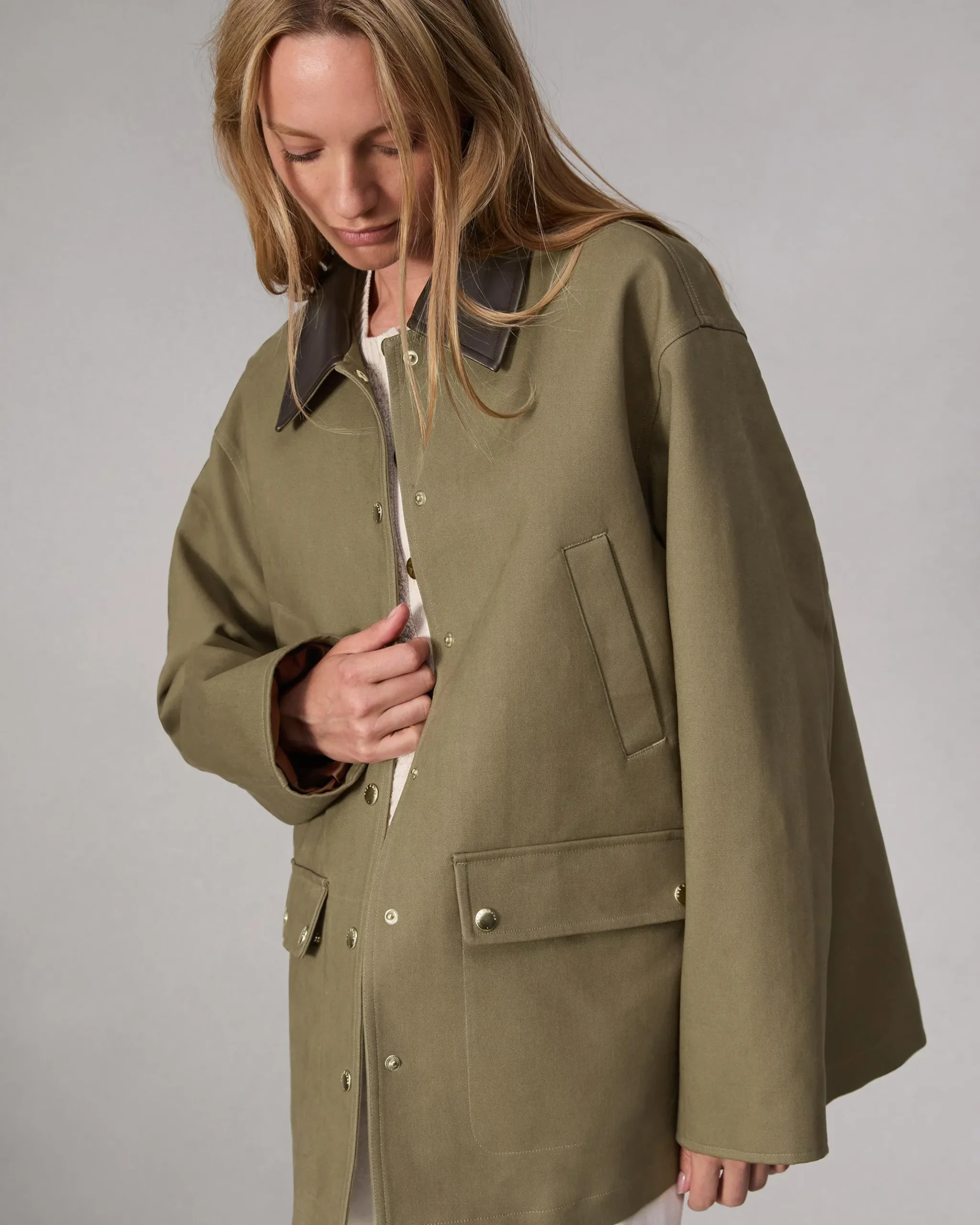rag & bone Cassidy Cotton Jacket Army Flash Sale