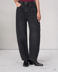 rag & bone Charlie Barrel-Leg Jean Black Stone Cheap