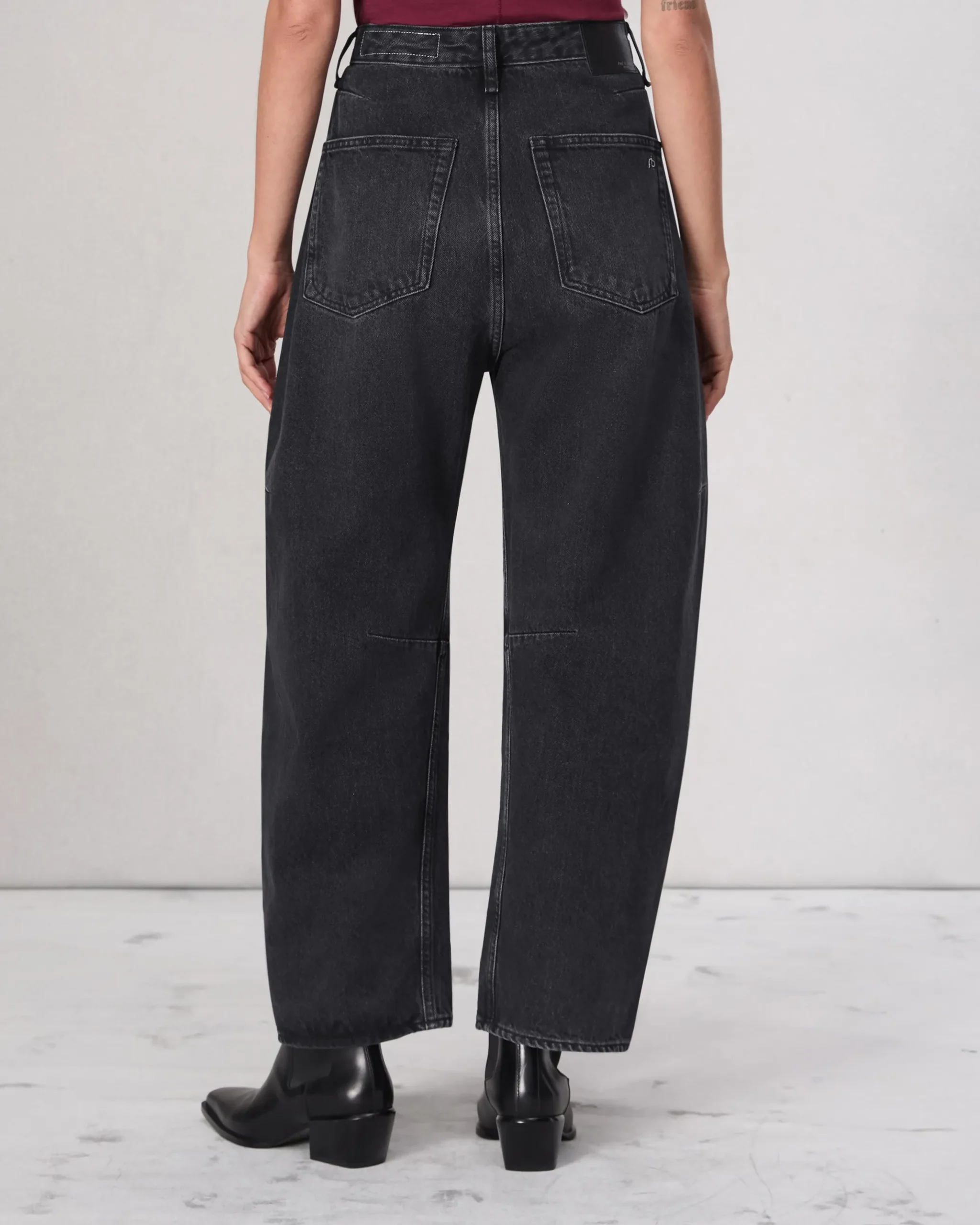 rag & bone Charlie Barrel-Leg Jean Black Stone Cheap