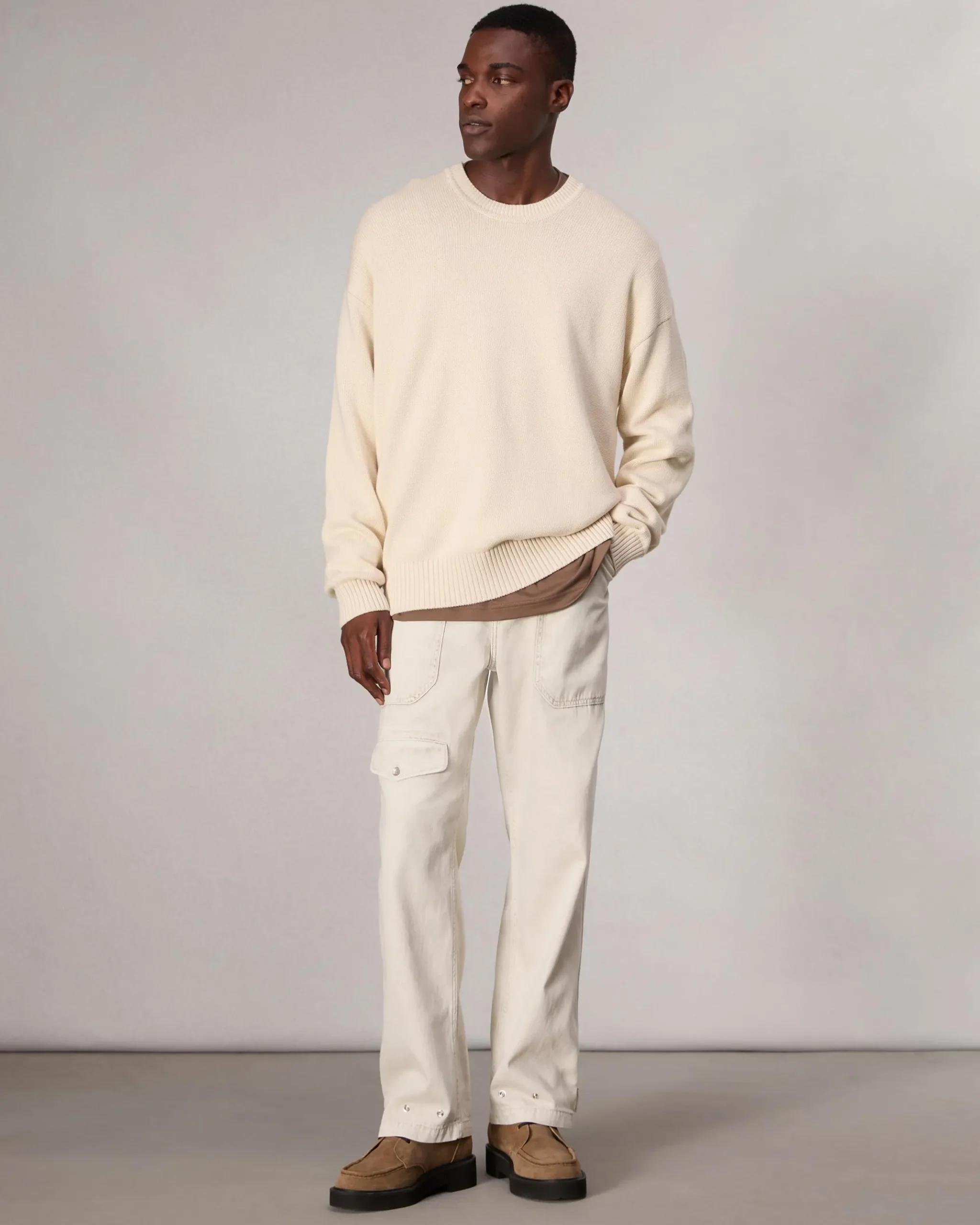 rag & bone Clarkson Relaxed Fit Cotton Sweater Turtledove Fashion
