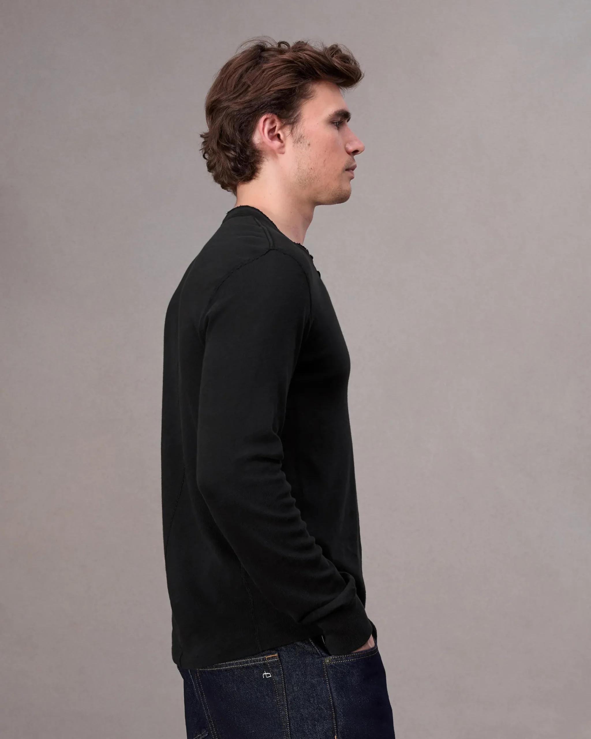 rag & bone Classic Flame Henley Jet Black Hot