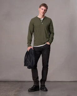 rag & bone Classic Flame Henley Shirt Forest Green Discount