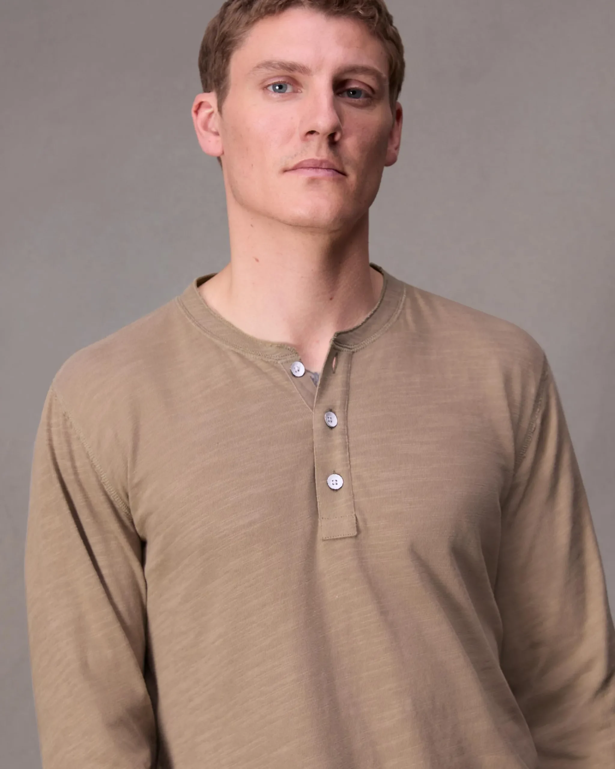 rag & bone Classic Flame Henley Shirt Desert Hot