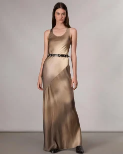 rag & bone Daisy Satin Maxi Dress Brown Multi Sale