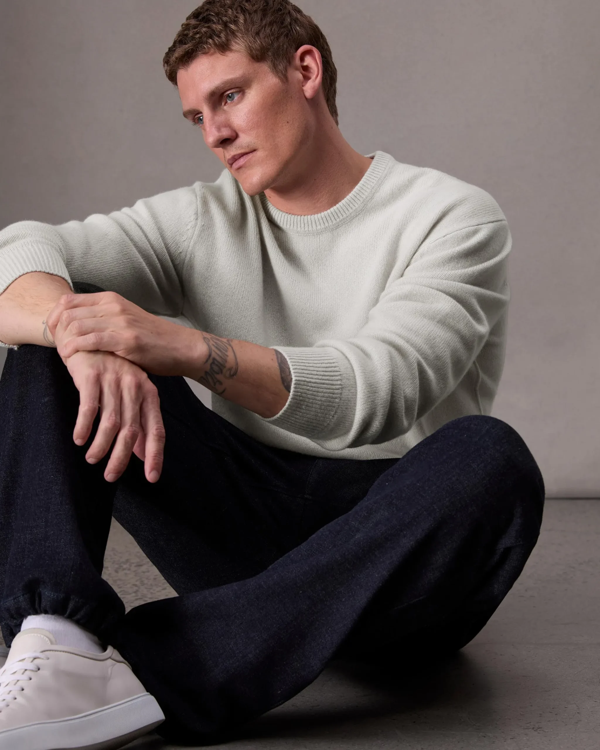rag & bone Downing Relaxed Fit Cashmere Sweater Ivory Flash Sale