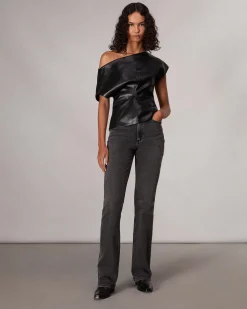 rag & bone Eleanor Faux Leather Top Black Shop