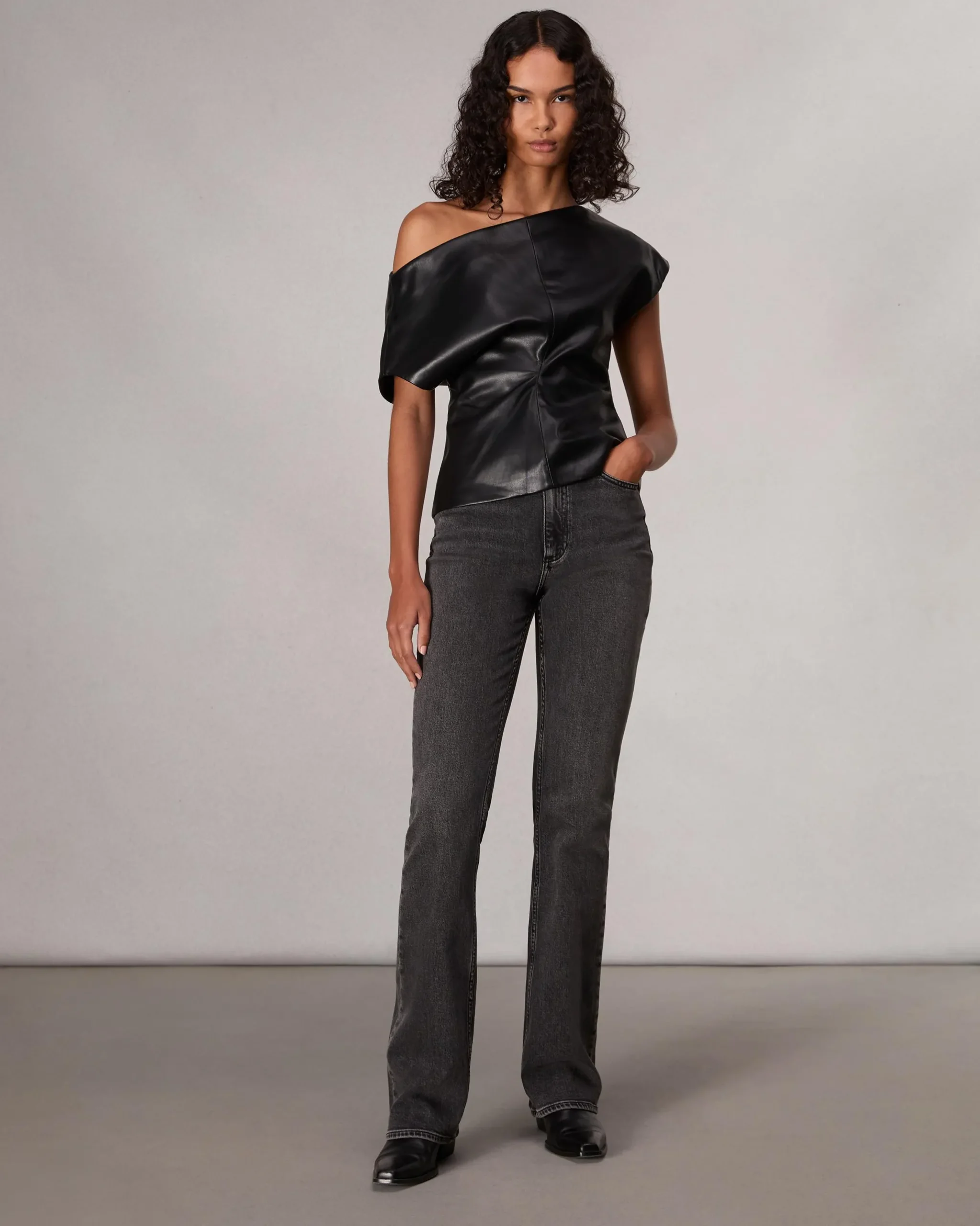 rag & bone Eleanor Faux Leather Top Black Shop