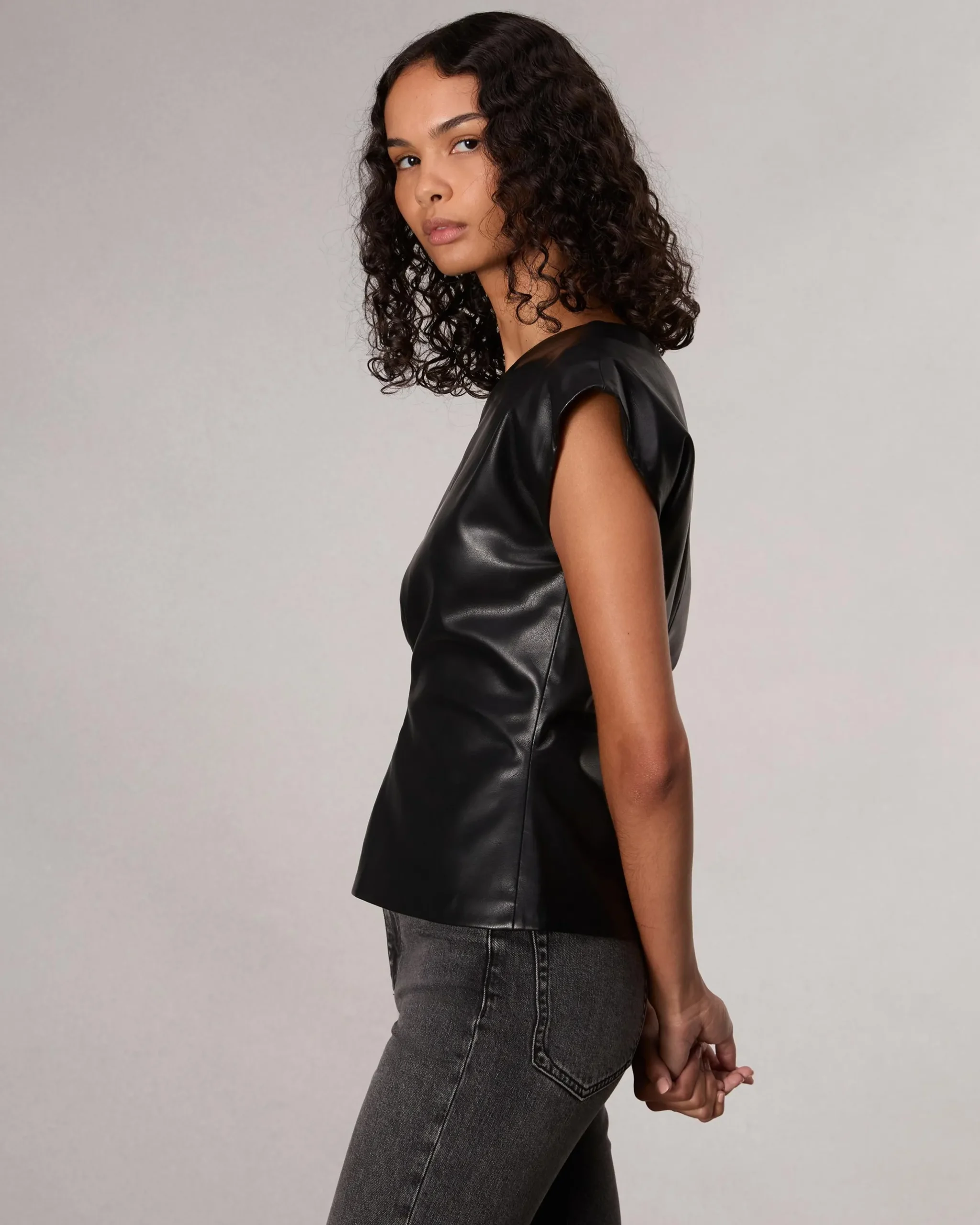 rag & bone Eleanor Faux Leather Top Black Shop