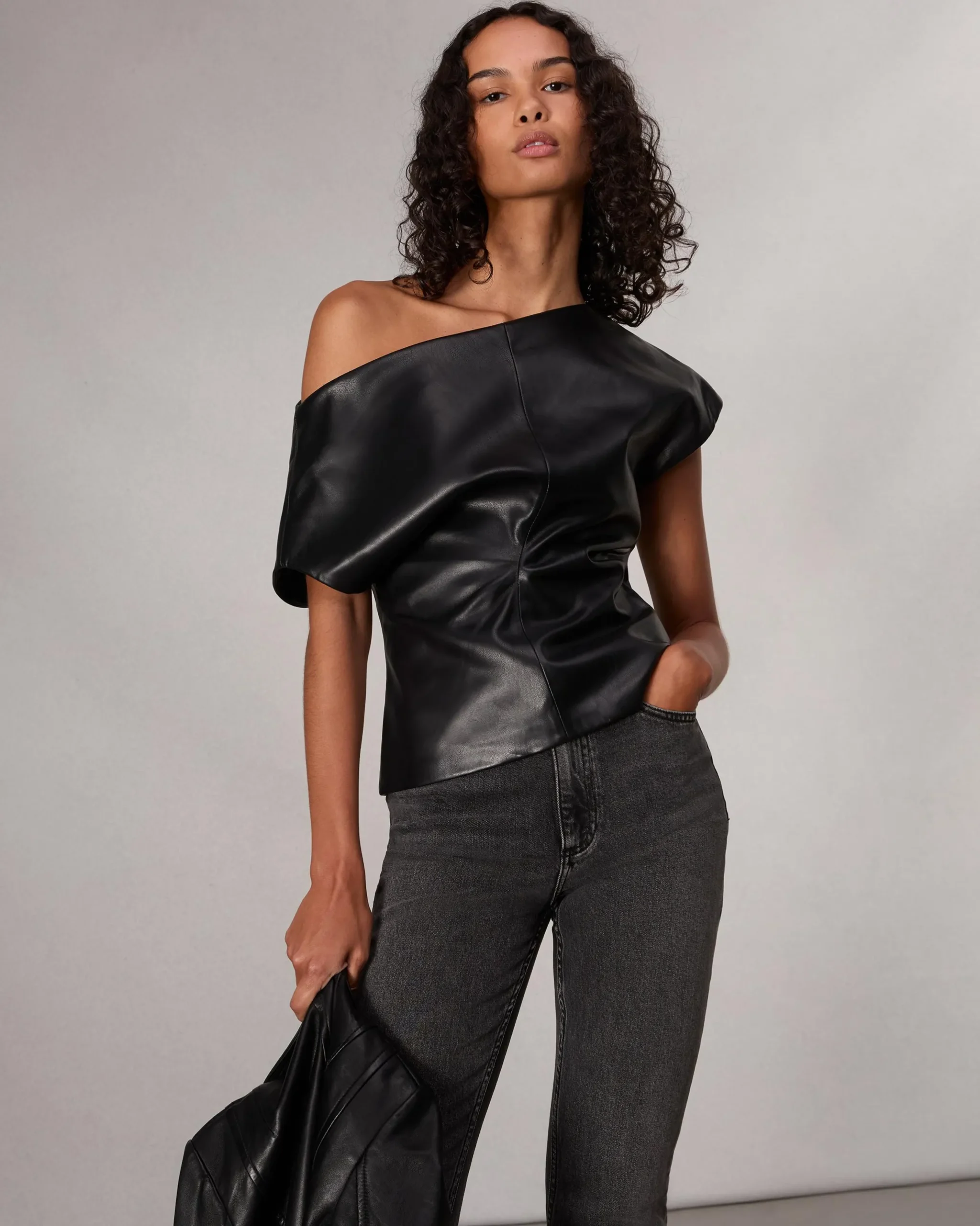 rag & bone Eleanor Faux Leather Top Black Shop