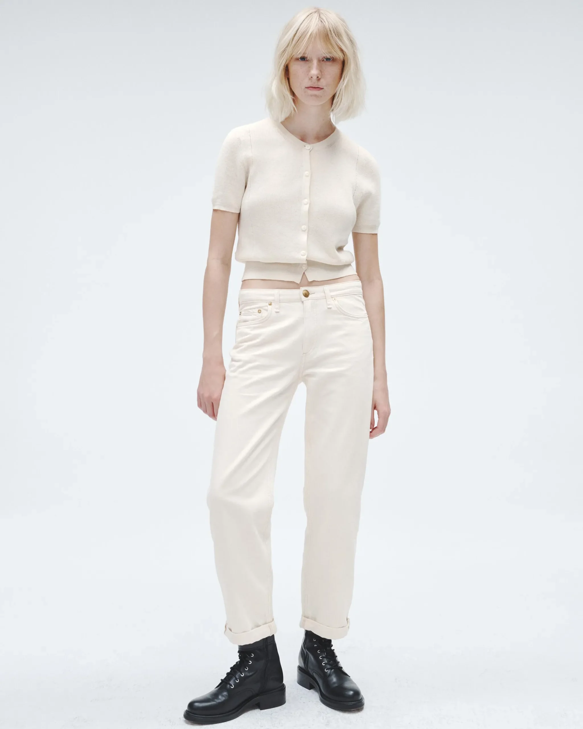 rag & bone Featherweight Baggy Dre Jean Ecru Flash Sale