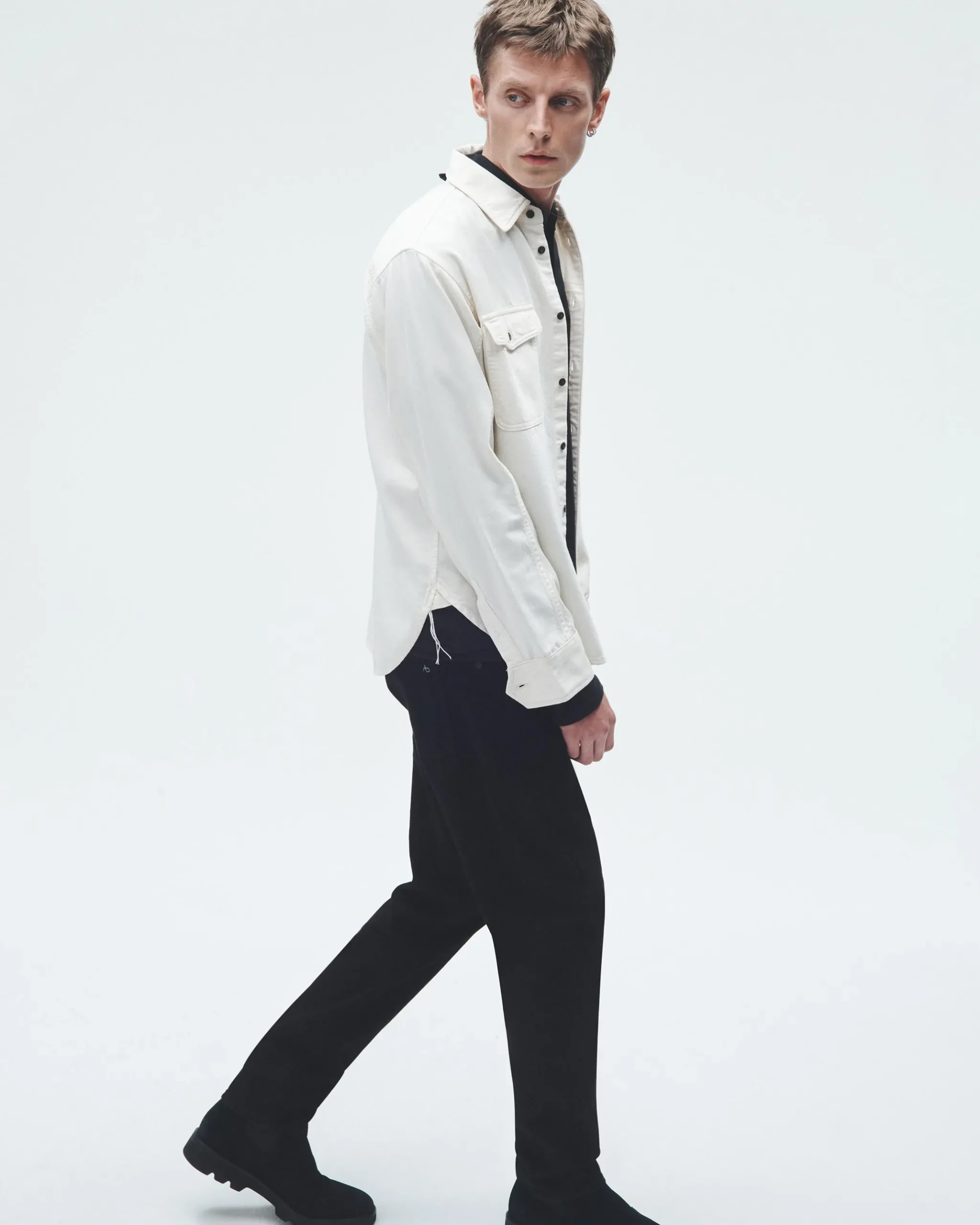 rag & bone Featherweight Denim Shirt Ecru Sale