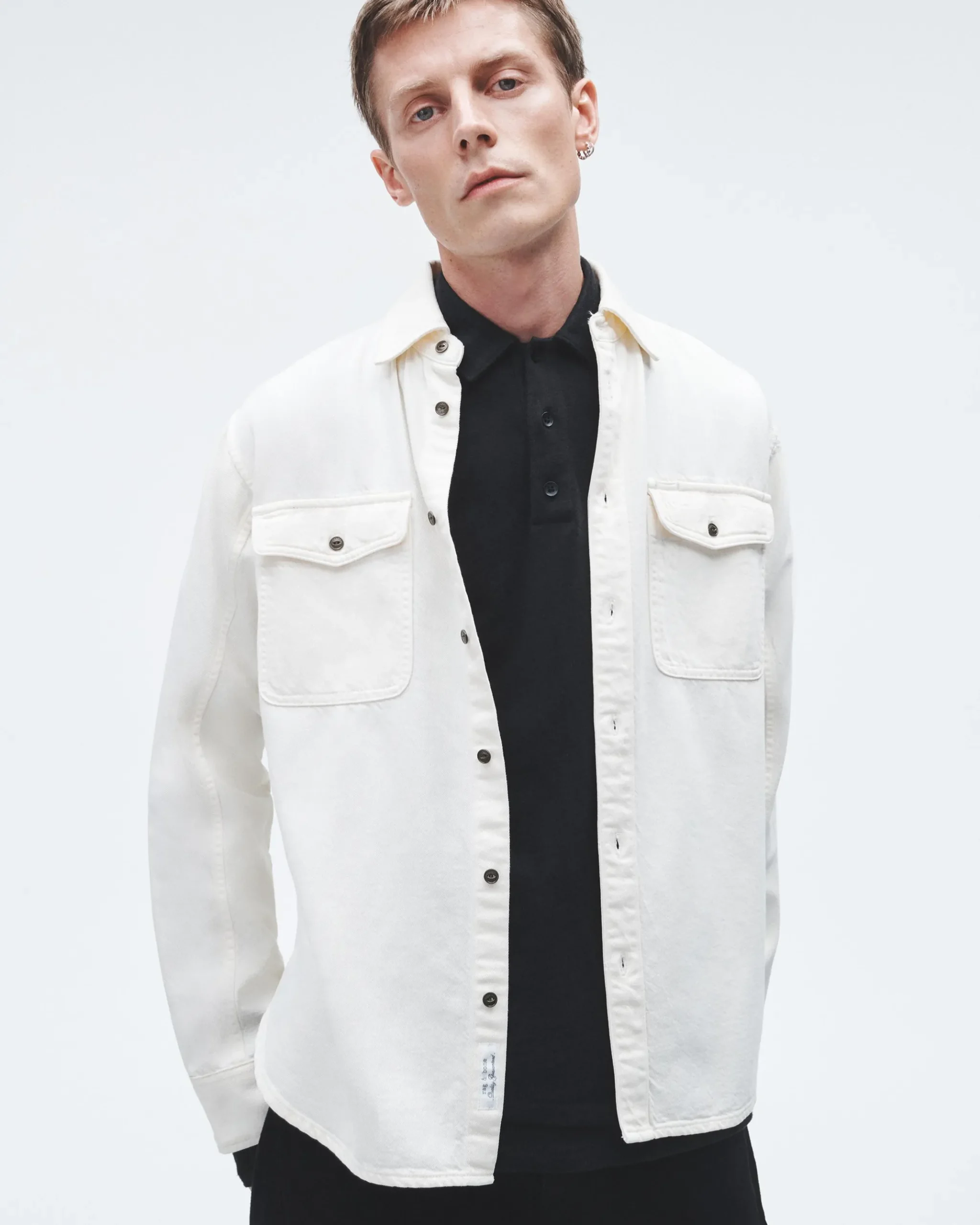rag & bone Featherweight Denim Shirt Ecru Sale