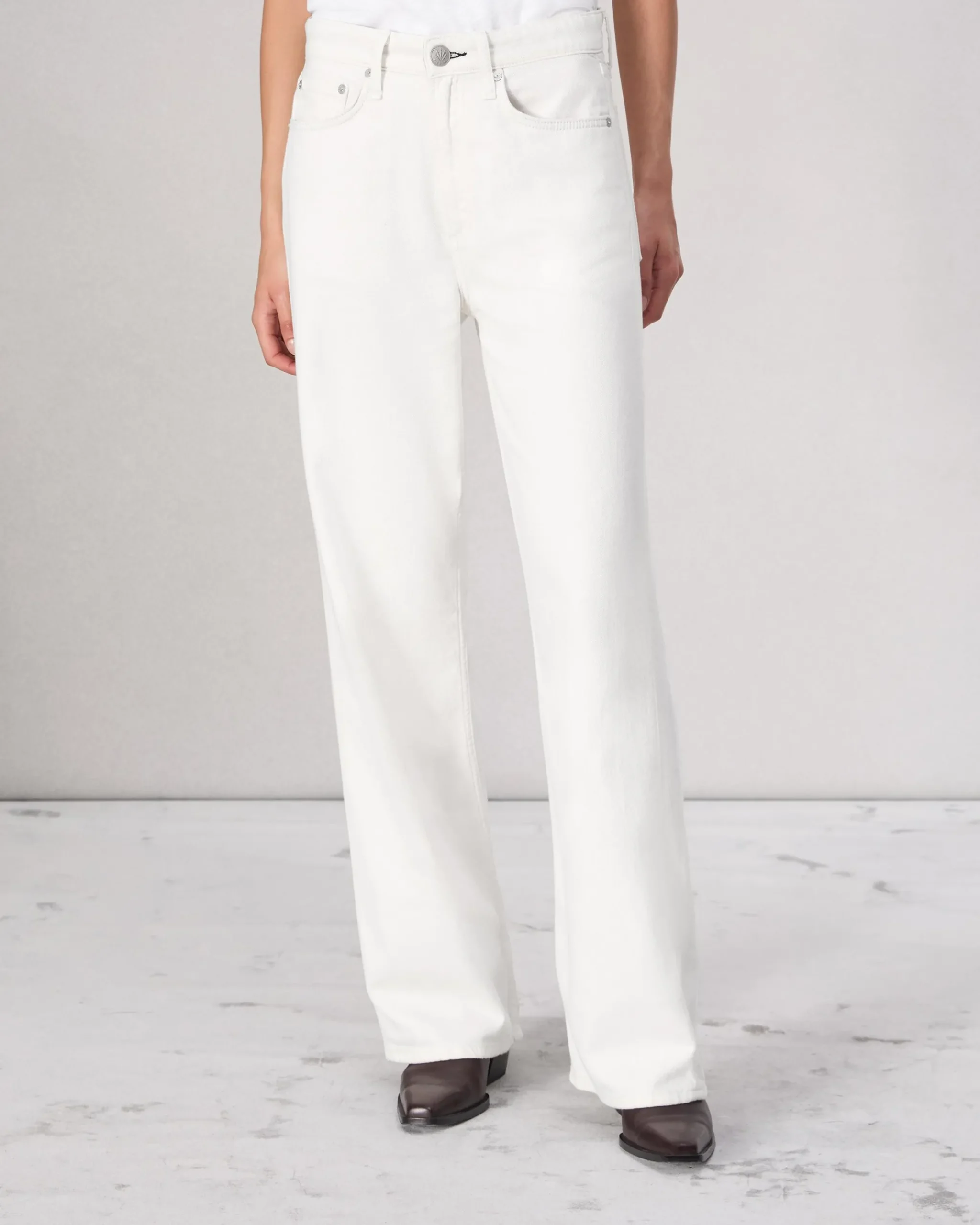 rag & bone Featherweight Logan Wide-Leg Jean Ecru Cheap