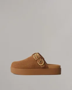 rag & bone Geo Suede Platform Mules Brownwood Suede Shop