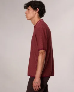 rag & bone Harvey Jonny Collar Polo Maroon Outlet