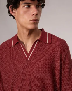 rag & bone Harvey Jonny Collar Polo Maroon Outlet