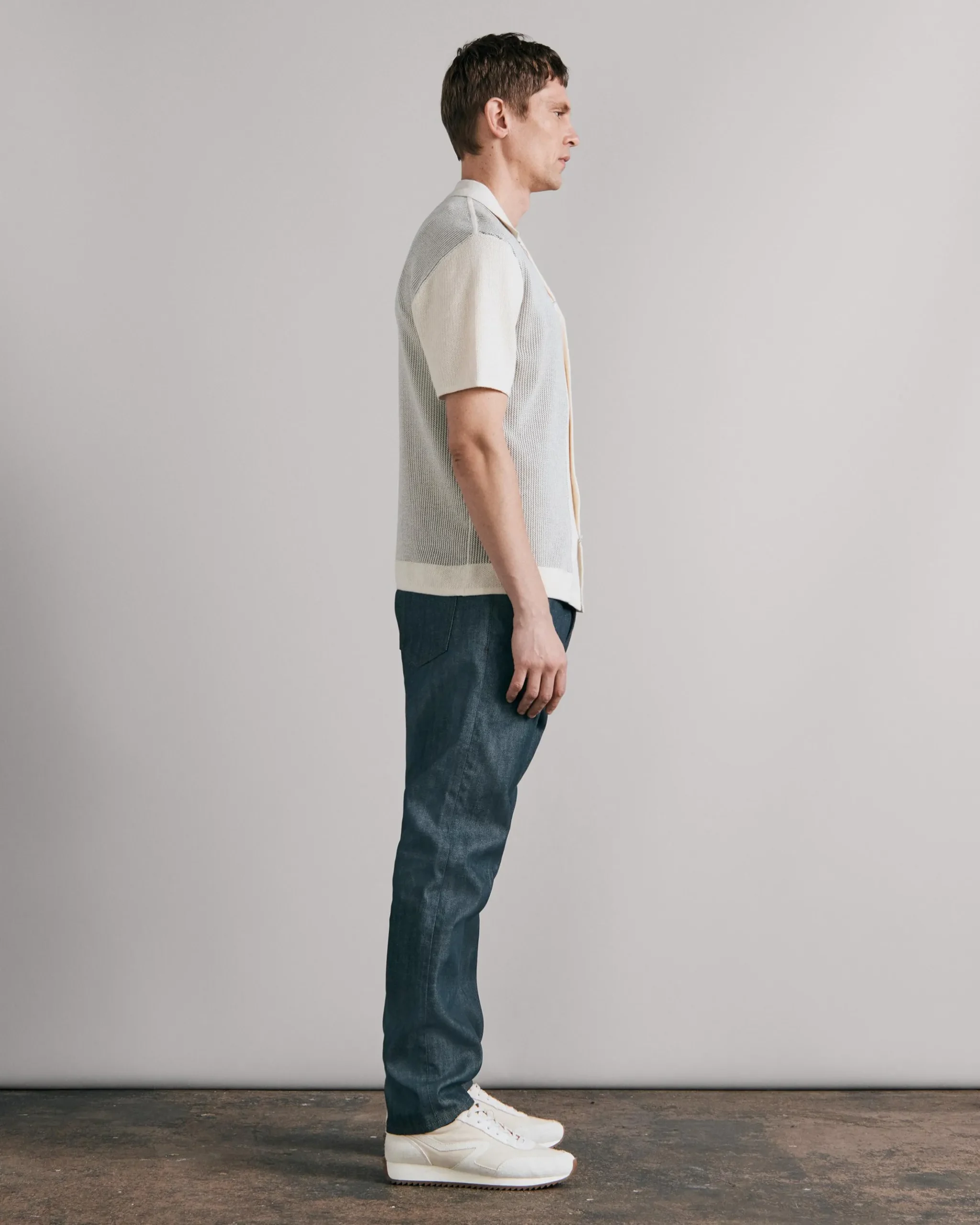 rag & bone Harvey Knit Camp Shirt Ivory Black Fashion