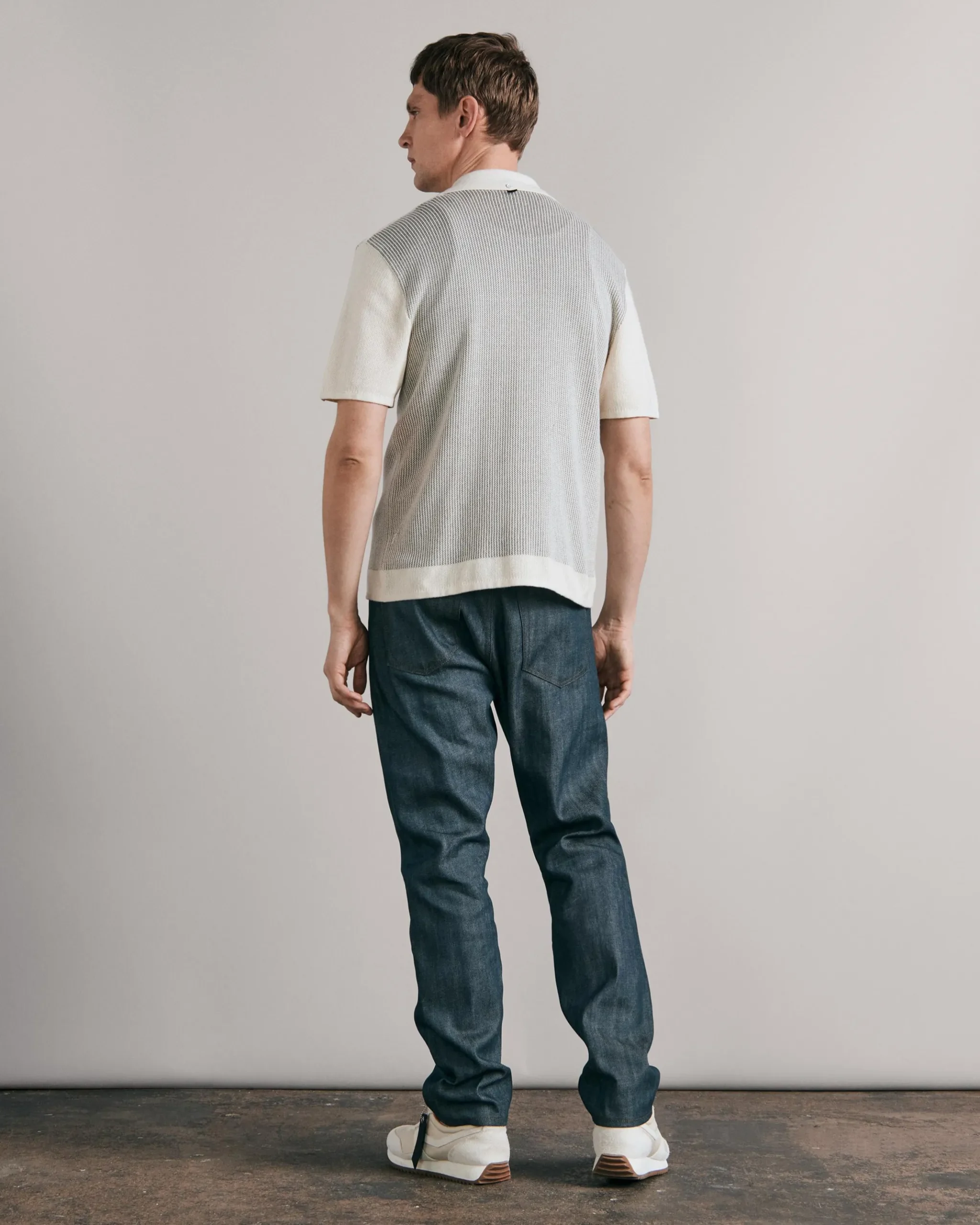 rag & bone Harvey Knit Camp Shirt Ivory Black Fashion