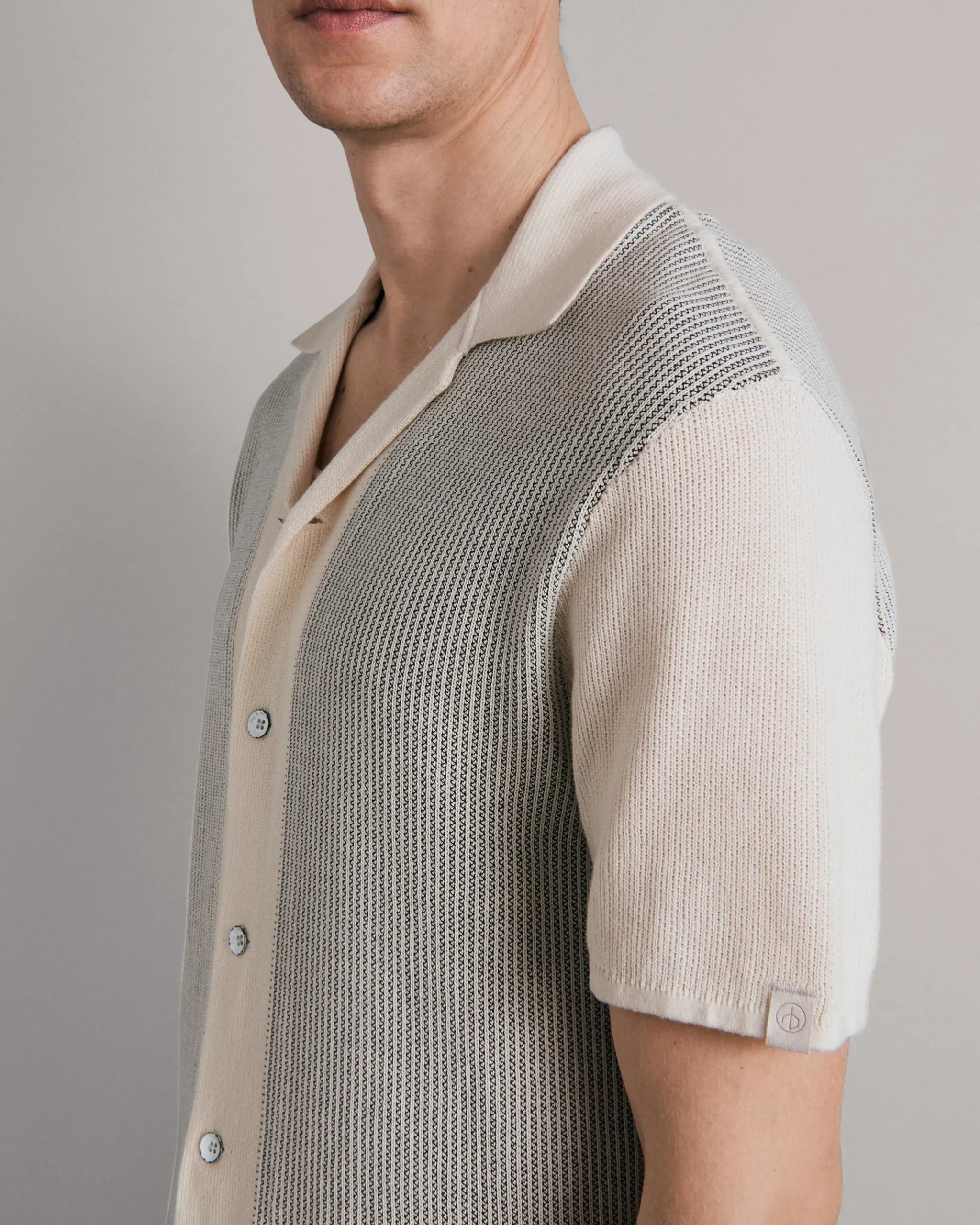rag & bone Harvey Knit Camp Shirt Ivory Black Fashion