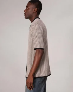 rag & bone Harvey Knit Camp Shirt Light Tan Best