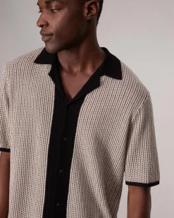 rag & bone Harvey Knit Camp Shirt Light Tan Best