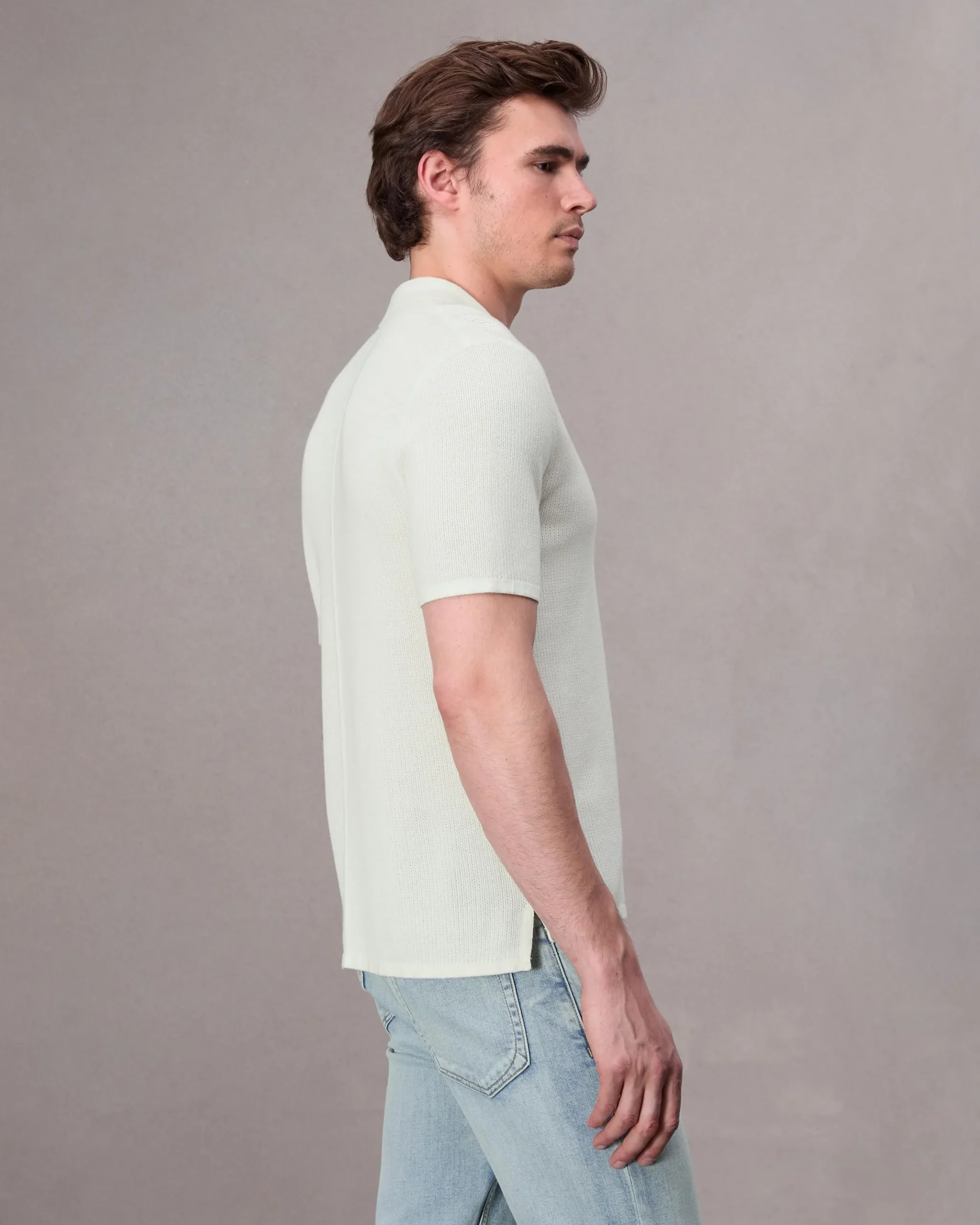 rag & bone Harvey Knit Polo Ivory Fashion
