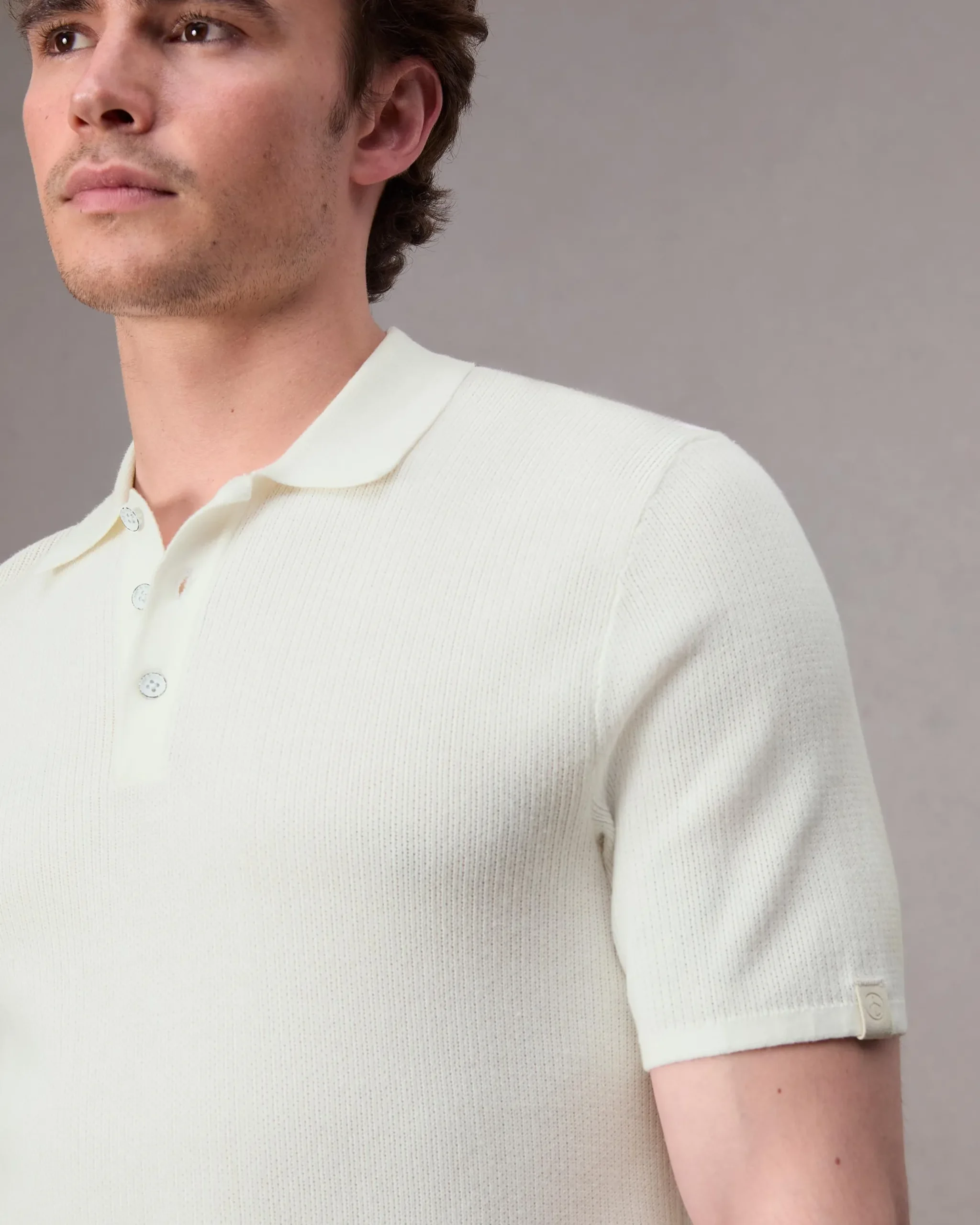 rag & bone Harvey Knit Polo Ivory Fashion