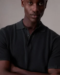 rag & bone Harvey Knit Polo Black Cheap