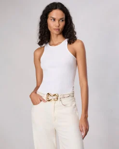 rag & bone Highline Leather Belt Greige Cheap