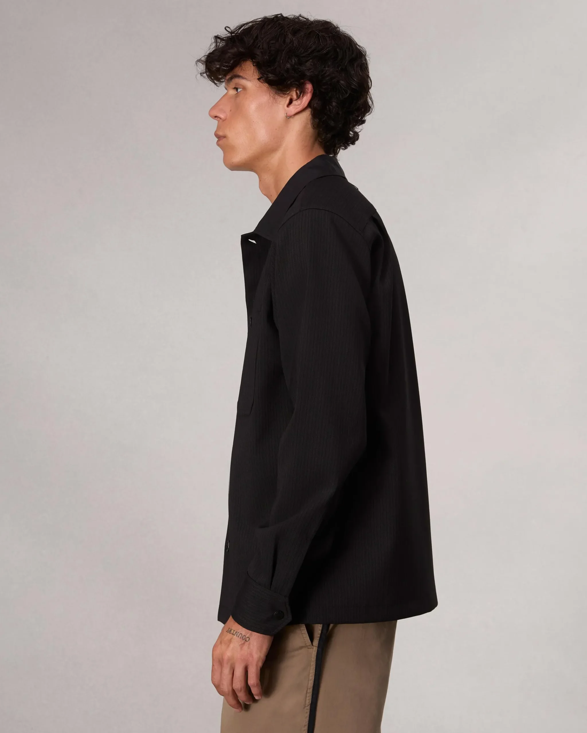 rag & bone Hyde Striped Shirt Jacket Black Pinstripe Hot