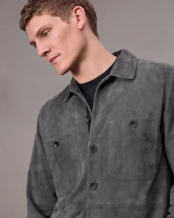 rag & bone Hyde Suede Shirt Thunder Blue Outlet