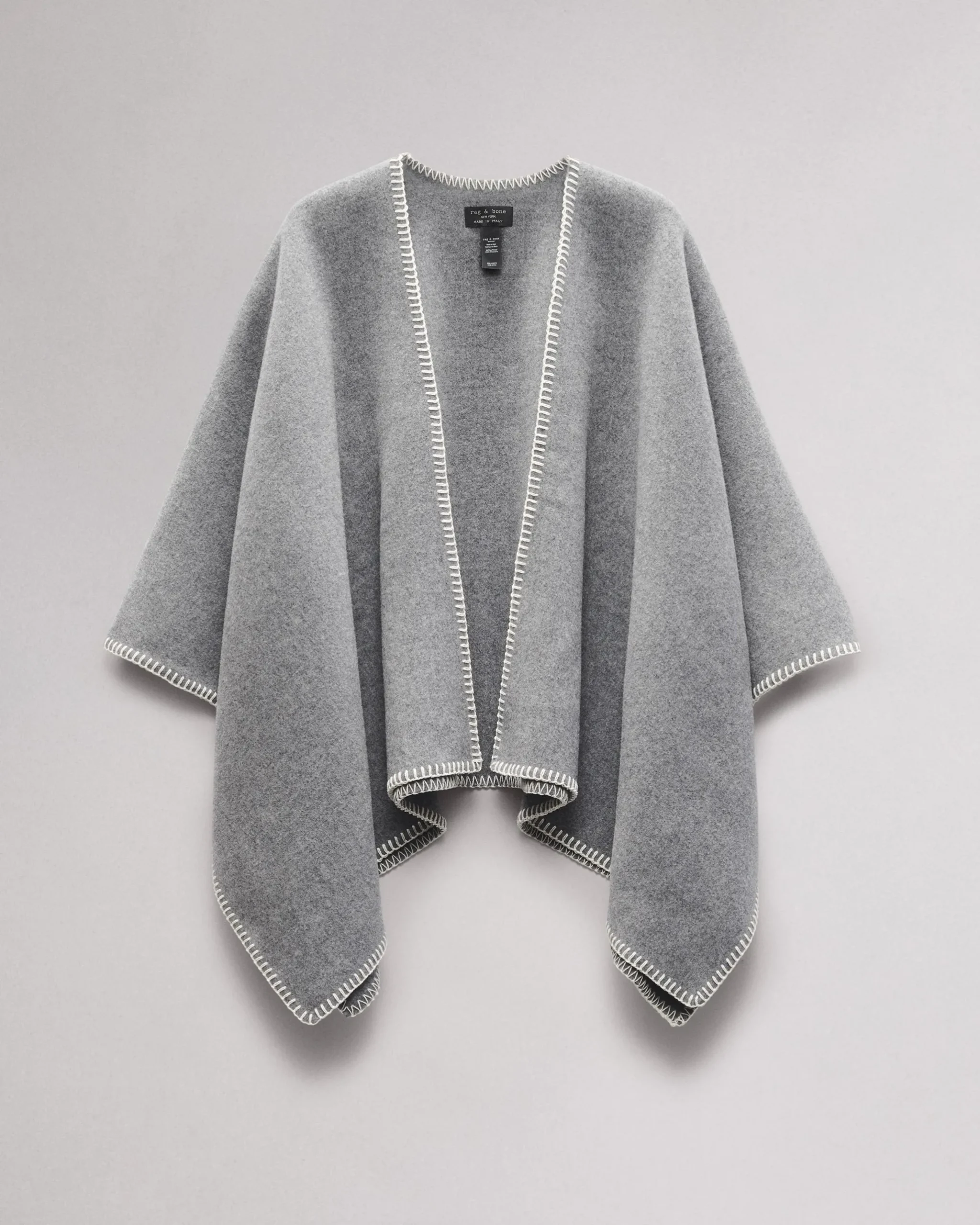rag & bone Ingrid Wool Poncho Mid Grey Best