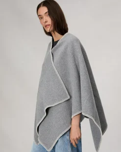 rag & bone Ingrid Wool Poncho Mid Grey Best
