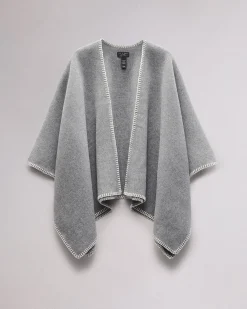 rag & bone Ingrid Wool Poncho Mid Grey Best