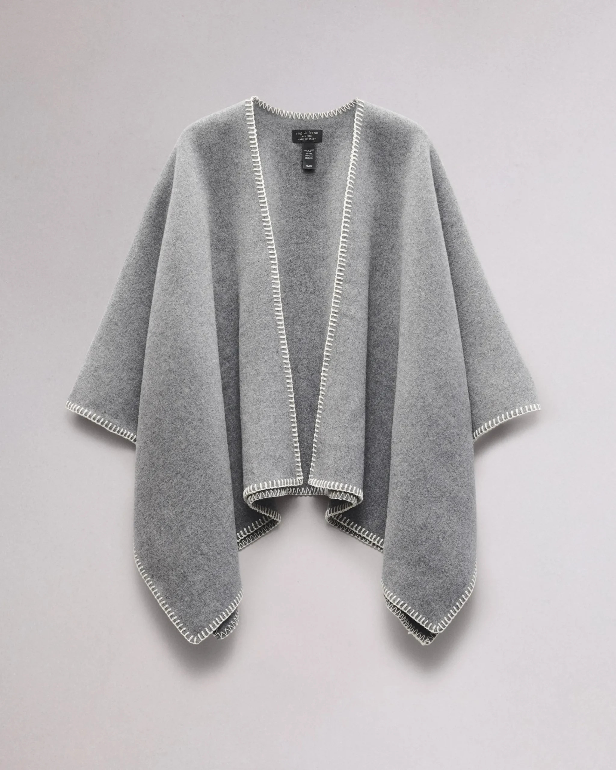 rag & bone Ingrid Wool Poncho Mid Grey Best