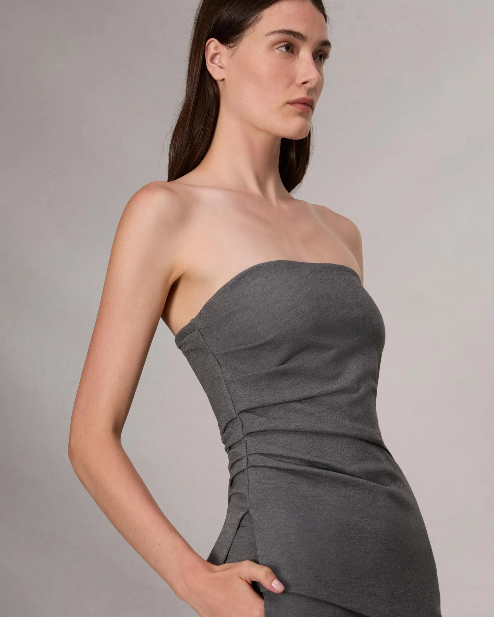 rag & bone Irina Strapless Ponte Top Charcoal Store
