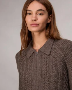 rag & bone Kerry Cable-Knit Cardigan Brown Hot