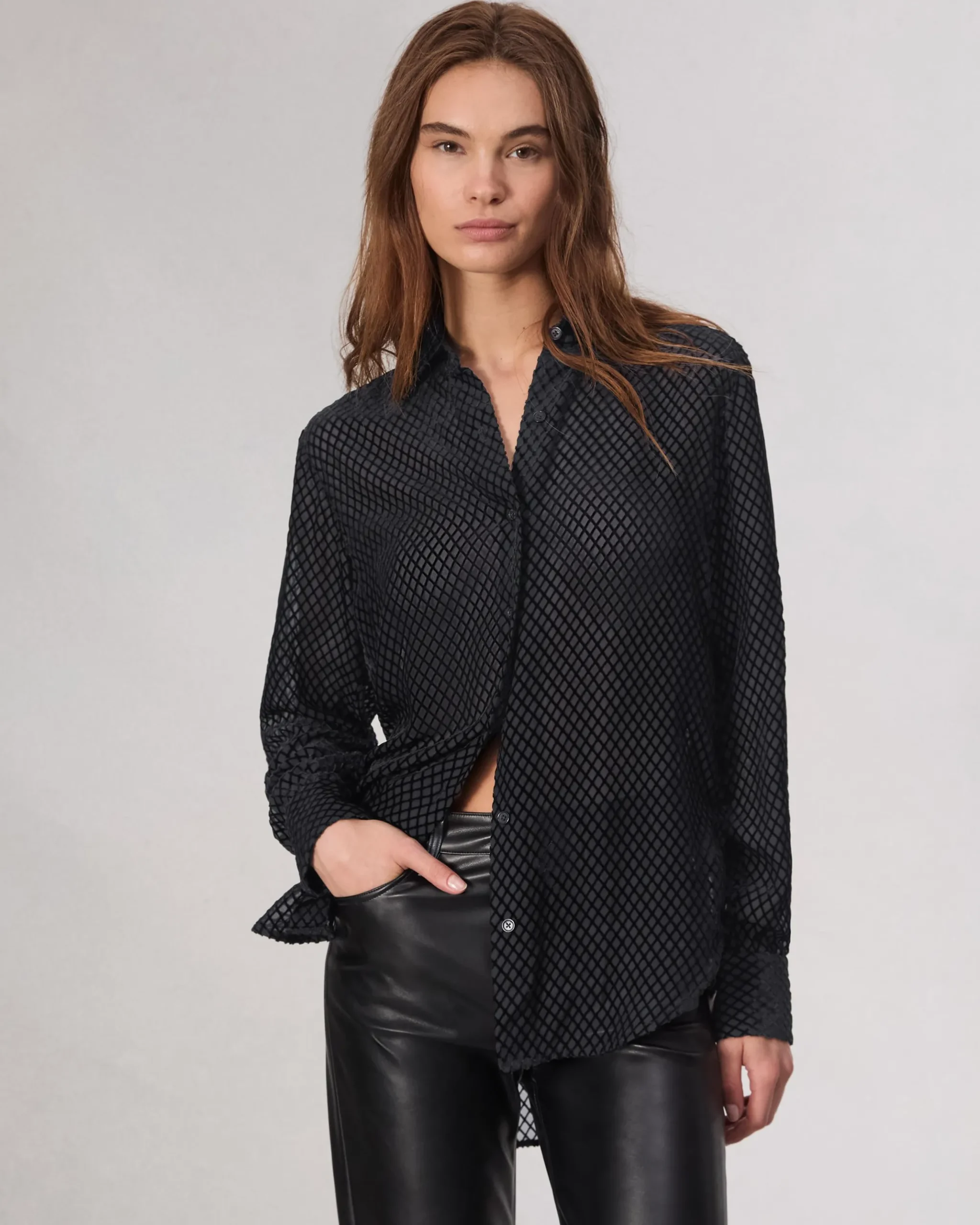 rag & bone Lila Patterned Shirt Black Shop
