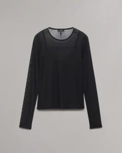 rag & bone Luca Mesh Layered T-Shirt Black Best Sale