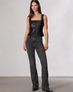 rag & bone Mariana Leather Vest Black Cheap