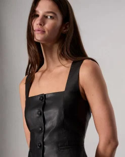 rag & bone Mariana Leather Vest Black Cheap