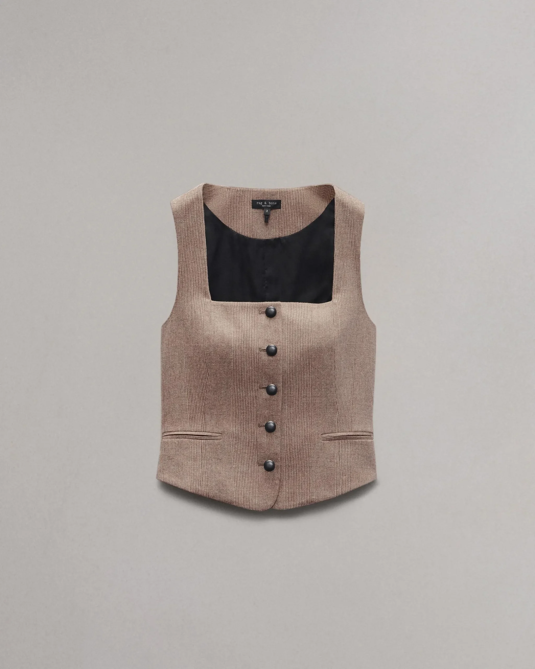 rag & bone Mariana Plaid Vest Camel Plaid Cheap