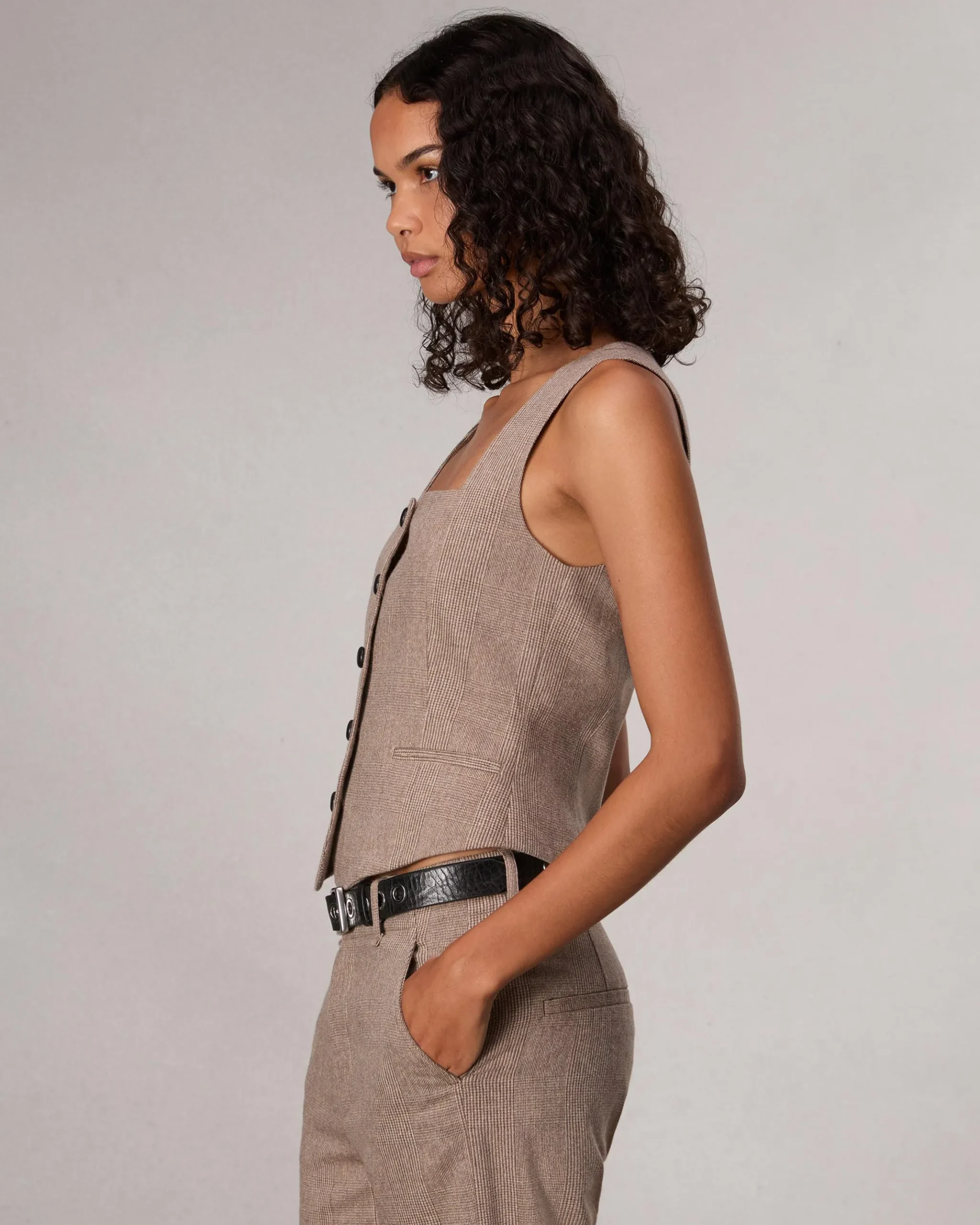 rag & bone Mariana Plaid Vest Camel Plaid Cheap