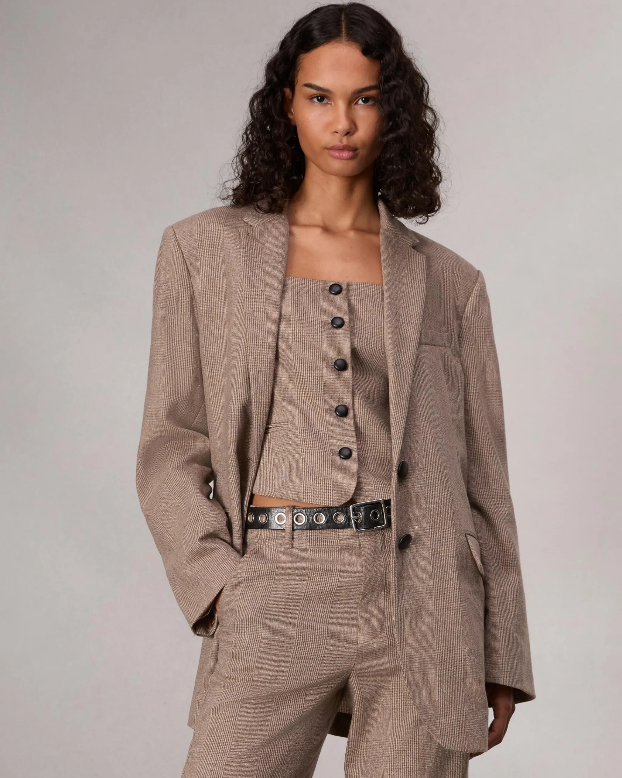 rag & bone Mariana Plaid Vest Camel Plaid Cheap