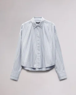 rag & bone Martha Cotton Shirt Light Blue Stripe Best