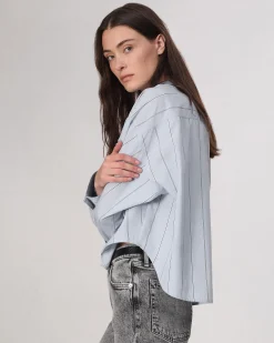 rag & bone Martha Cotton Shirt Light Blue Stripe Best